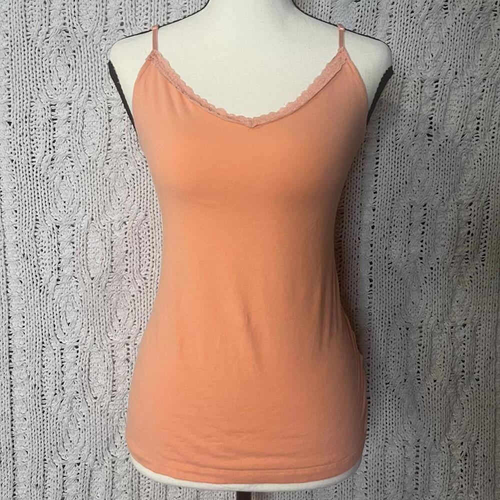 2000s Orange lace trim cami tank top. Perfect for spring! Size M